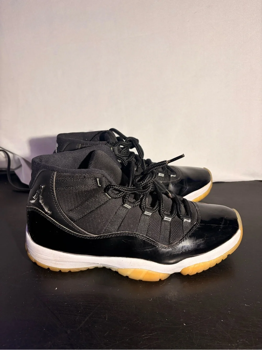 Jordan 5 Black Patent Leather High-Top Sneakers with Gum Sole